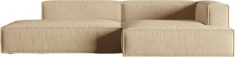 MICADONI Modulares 4-Sitzer Design Ecksofa Nuria mit Ottomane links - Samtbezug