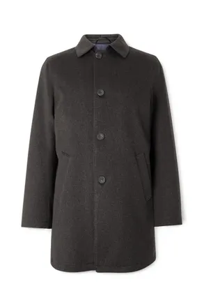 Rubinacci Suede-Trimmed Brushed Cashmere Coat