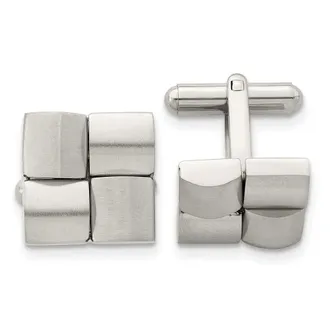 Diamond2Deal Stainless Steel Brushed Cufflinks