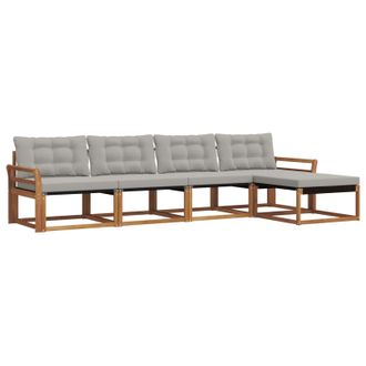 vidaXL Conjunto De Sof&aacute;s De Exterior 5 Pcs Gris Natural Y Claro Vidaxl