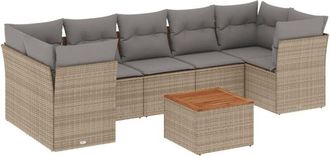 vidaXL Set De Sof&aacute;s De Jard&iacute;n Y Cojines 8 Pzas Rat&aacute;n Pe Beige Mezcla Vidaxl