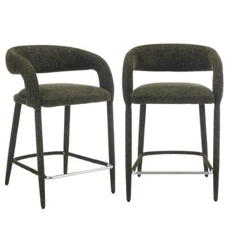 Sweeek Taburete de bar contempor&aacute;neo de tela, set de 2, verde kaki