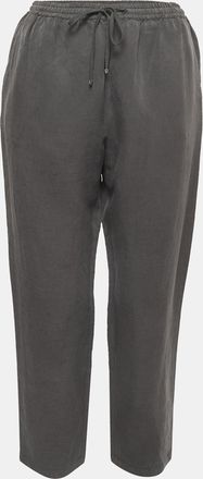 Max Mara Grey Silk Blend Drawstring Pants