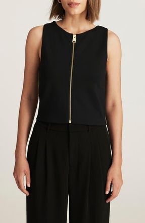 Mavi Front Zip Sleeveless Crop Top in Black at Nordstrom, Size X-Small