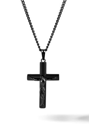 Vincero Mens Crucifix Pendant Necklace in Black at Nordstrom