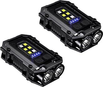 OEM Linterna Con Clip De 500 L&uacute;menes, 2 Unidades, 8 Modos, Luz De Seguridad Recargable Para Corredores, Linterna Cob Port&aacute;til Para Trabajo Nocturno