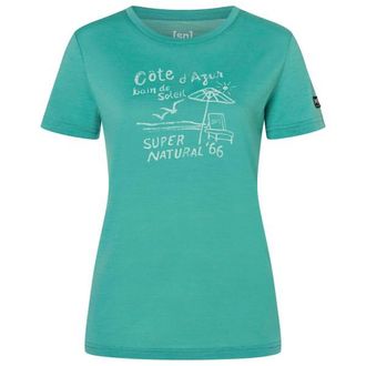 super.natural Cote DAzur Tee Merinoshirt f&uuml;r Damen | gr&uuml;n/wei&szlig;