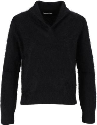 Kangra Cashmere Brushed Cashmere Long-Sleeved Shawl Collar Top