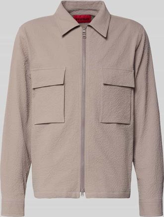 HUGO BOSS Regular Fit Overjacket aus Baumwoll-Mix Mondall ESELIO in Hellbraun, Gr&ouml;&szlig;e XXL