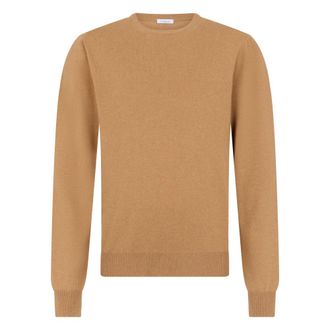 Malo Cashmere Knitwear, male, Brown, 4XL, Crew-Neck Cashmere Jumper