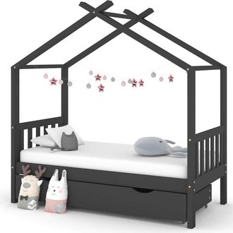 vidaXL Estructura De Cama Infantil Y Caj&oacute;n Madera Pino Gris 80x160cm Vidaxl