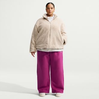 Nike Womens Studio Fleece Medium Weight Mid-Rise Wide-Leg Pants in Red | IW4771-630