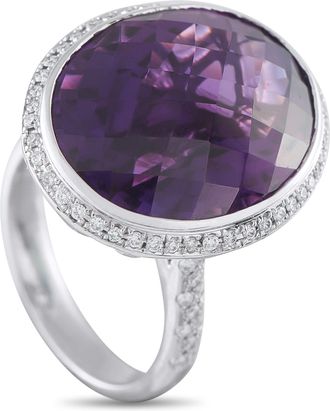 Luxury Bazaar Platinum 0.35ct Diamond and Amethyst Ring MF42-101625