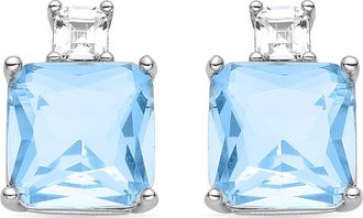 Luxenter Sterling zilveren 925 oorbellen met gerhodineerde aquamarijn zirkonia - Bashu