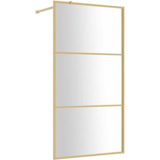 vidaXL Mampara Puerta Ducha Vidrio Transparente Esg Dorado 115x195 Cm Vidaxl