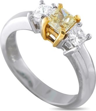 Luxury Bazaar Platinum and 18K Yellow Gold 0.82ct Diamond Three-Stone Ring MF11-062626