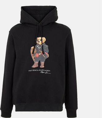 Polo Ralph Lauren Mens Teddy Bear Print Hooded Neck Long Sleeve Sweatshirt - Black - Size: 44