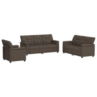vidaXL Set Di Divani 3 Pcs Grigio Similpelle Vidaxl