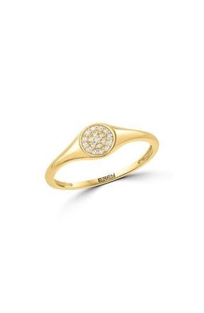 Effy Diamond Pav&eacute; Signet Ring - 0.06ct. in Gold/Diamond at Nordstrom Rack, Size 7