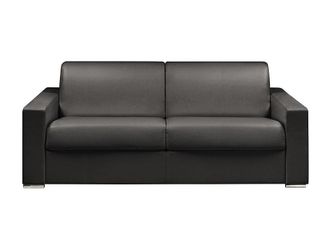 VENTE-UNIQUE.COM Sof&aacute; cama piel sint&eacute;tica 4 plazas negro 216x223cm