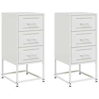 Berkfield Home Bedside Cabinets 2 pcs White 36x39x78 cm Steel | Size: 36 x 39 x 78 cm