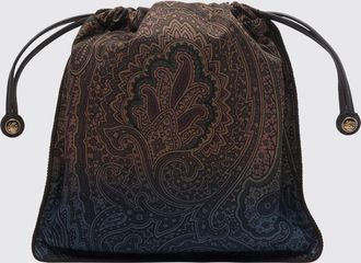 Etro Mini borsa a secchiello in nylon con stampa Paisley e logo Pegaso