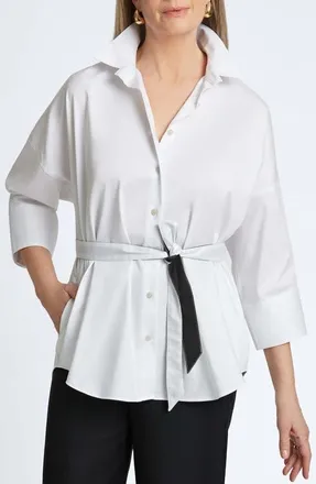 Foxcroft Avery Stretch Button-Up Shirt in White at Nordstrom, Size X-Large