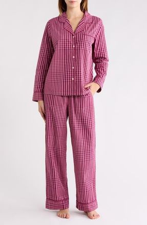 Nordstrom Classic Cotton Pajamas in Burgundy Gradient Plaid at Nordstrom, Size X-Small