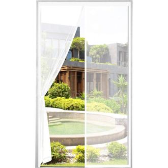 OEM Puerta Con Mosquitera Gruesa, 100 X 220 Cm, Malla Ultradensa, Antimoscas E Insectos, Tira Magn&eacute;tica, Cierre Autom&aacute;tico, Color Blanco