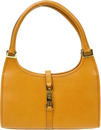 Gucci Vintage Jackie Handbag Leather Brown Leather Handbag (Pre-Owned)