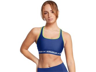 Under Armour Crossback Mid Impact Bra Womens Lingerie Tech Blue/Retro Green/White : SM (US 4-6), Polyester