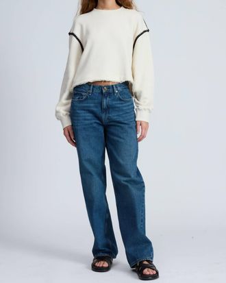 Rag & Bone Vintage Terry Blanket Stitch Pullover Top In Chalk