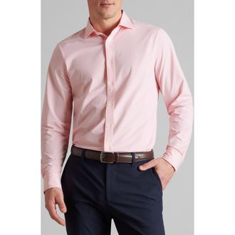 Rhone Commuter GoldFusion Long Sleeve Button-Up Shirt in Pink Mini Windowpane at Nordstrom Rack, Size X-Large