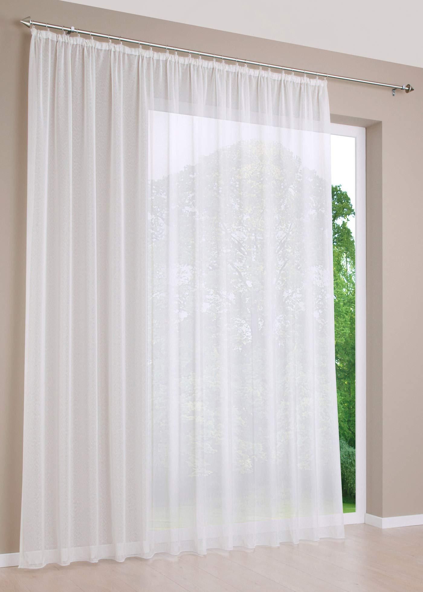 ESLIR Gardinenschal Mit Schlaufen – Transparentes Pflanzenmuster Voile Aus 100% Polyester, Verschiedene Größen (z.B. 140x145 Cm)
