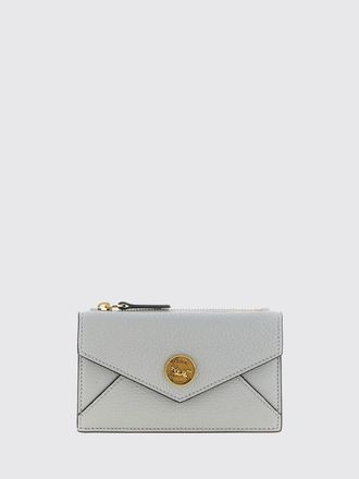 Chlo&eacute; Portacarte a busta in pelle di capra blu con logo metallico