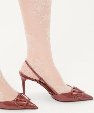 Valentino Garavani Décolleté Slingback VLogo Signature In Vernice 80Mm Donna MARRONE 35.5