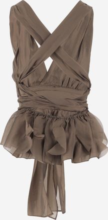 The Garment Womens Halter Top Gilian Khaki Viscose Blend Tops