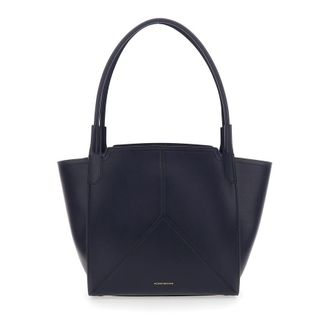 Victoria Beckham Handbag Victoria Piccola with Logo Lettering Embossed on the Front in Blue Leather for Women Blu Calf Hand Bags