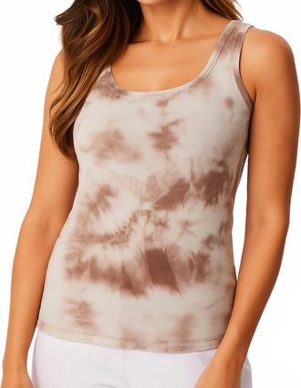 French Kyss Tie Dye Tank Top In White/beige