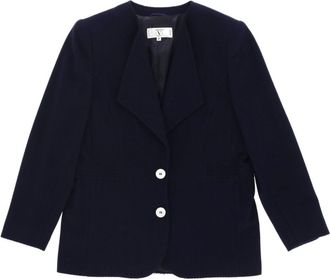 Valentino Garavani 1980s wool single-breasted jacket - women - Lambs Wool/Acetate/Cupro - 46 - Blue