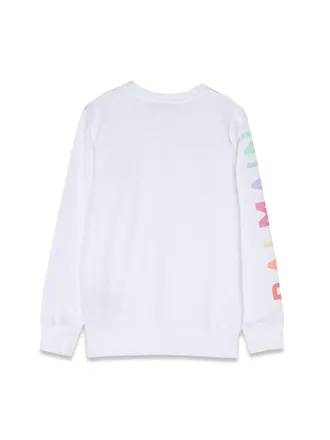 Balmain Logo-Embroidered Cotton Crewneck Sweatshirt - White