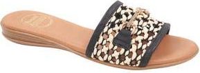 Andr&eacute; Assous Niles Crystal Bit Slide Sandal in Black Natural/Black at Nordstrom Rack, Size 10