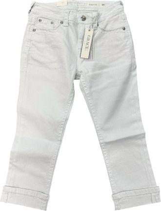 Grace in L.A. Womens Pocket Detail Capri In White
