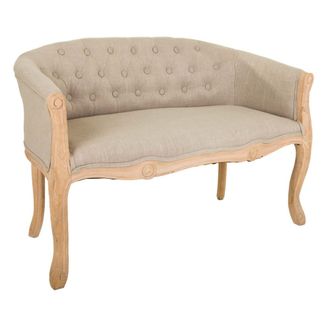 Wanderlust Deco Sof&aacute; de madera y tapizado color crema 107x61x70