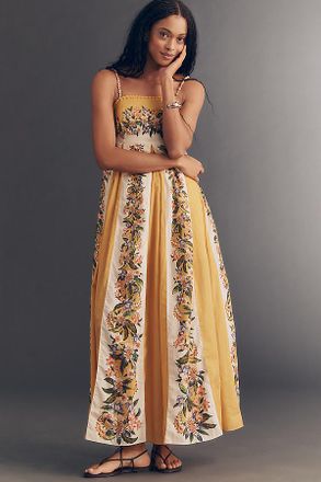 Farm Rio Sand Hilo Sleeveless A-Line Maxi Dress