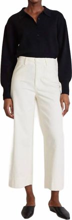 Apiece Apart Classic Merida High Rise Fit Wide Leg Pant In Cream
