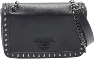 Prada Pre-owned Glace Calf Leren Schoudertas - unisex - Vintage Schoudertas - Zwart - ONE Size - Leer - Vintage