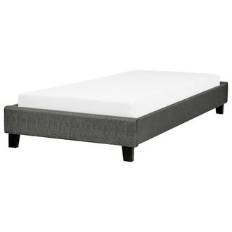Beliani Beliani - Cama Individual Tapizada Gris 90 X 200 Cm Con Somier Sin Cabecero Roanne