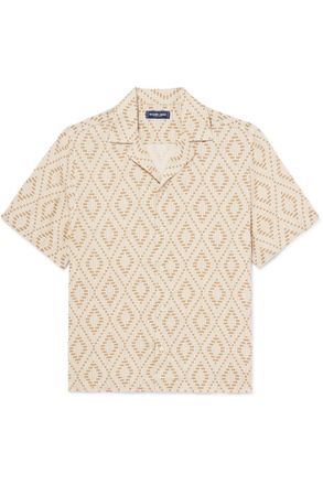 Frescobol Carioca Roberto Camp-Collar Printed Linen Shirt