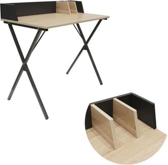 OEM Escritorio Brico Negro Con Compartimentos Base De Metal Y Mdf